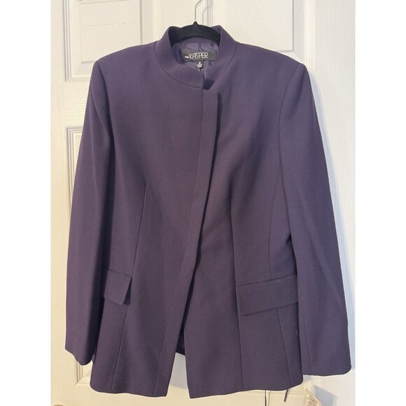 Kasper Suit Jacket Blazer 10 Purple Plum Textured Poly Adjustable Mock Neck NEW - Picture 12 of 15